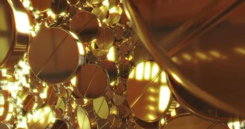 Abstract 3D graphics Background with golden pills. Stock Illustration