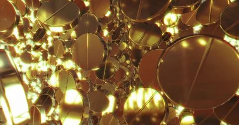 Abstract 3D graphics Background with golden pills. 3D rendering Stock Illustration