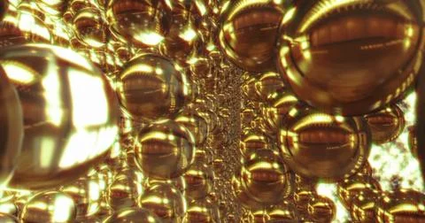 Abstract 3D graphics Background with golden bubbles. 3D renderinging 스톡 일러스트