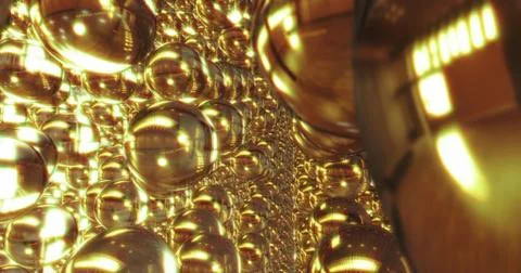 Abstract 3D graphics Background with golden bubbles. 3D renderinging Stock Illustration