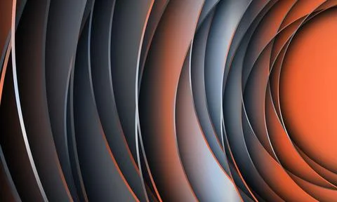 Abstract 3D gray and orange background with circle geometric lines. Illustrazione stock