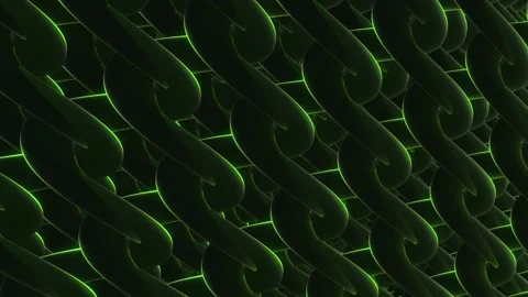 Abstract 3D green glossy chain pattern animation, futuristic interwoven rou.. Vídeos de archivo 337038145