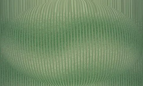 Abstract 3D green sphere with vertical metallic stripes and grainy texture,.. Stock-Illustration