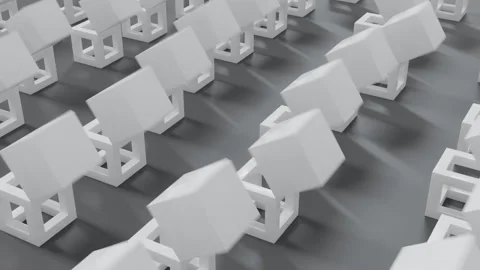 Abstract 3D grid-based composition of white cubes in rows and columns Stock Footage 335958596