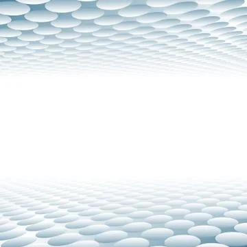 Abstract 3D grid circle pattern texture blue and white perspective background Stock Illustration