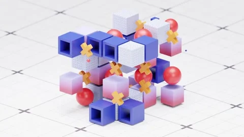 Abstract 3D Grid Cube Loop Animation Stock Footage 312281493