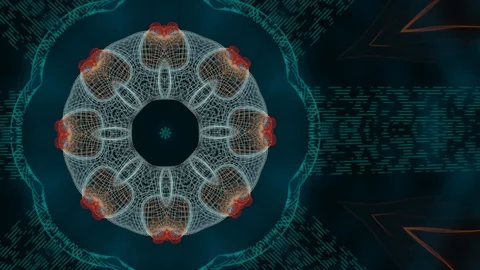 Abstract 3D grid or mesh round pattern of pulsating geometric network over dark Stock Footage 124662021