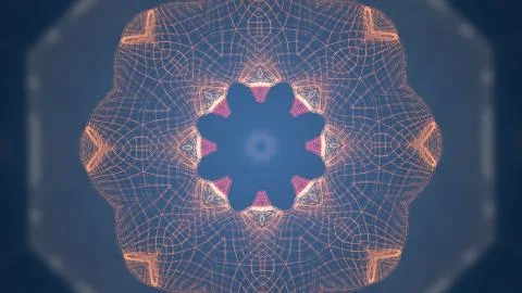 Abstract 3D grid or mesh round pattern of geometric network over dark blurred Stock Illustration