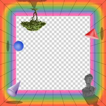 Abstract 3D grid room is featuring transparent bg, inverted island, blue sphere, Stock Illustration