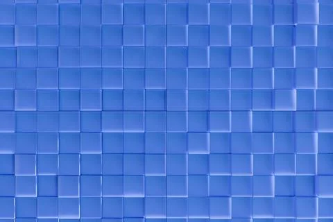 Abstract 3D grid wall composed of blue square blocks and cubes Stock Illustration