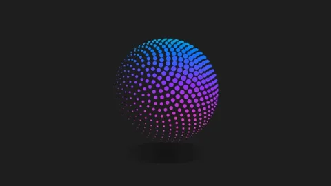 Abstract 3D Halftone Dot Sphere Magenta Neon Light Motion Loop Stock Footage 341329089