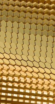 Abstract 3D Hexagonal Gold Pattern with Reflective Texture Stock Illustration