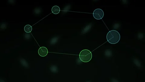 Abstract 3d Hexagonal Network Structure with Glowing Nodes Floating in Dark.. 動画素材 343684329
