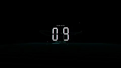 Abstract 3D Holographic Chrono-Segment Countdown Seamless Loop Stock-Footage 343206032