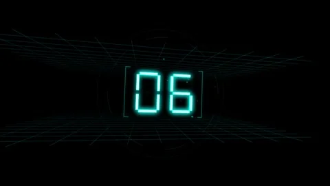 Abstract 3D Holographic Chrono Segment Countdown 10 to 00 Seamless Motion Loop Stock-Footage 343206033
