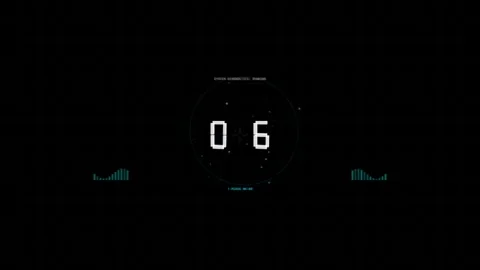 Abstract 3D Holographic Precision Countdown 10 to 00 Seamless Motion Loop Stock-Footage 343206259