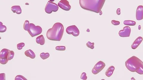 Abstract 3D horizontal backgrounds falling heart pastel colour gradient metal Illustrazione stock