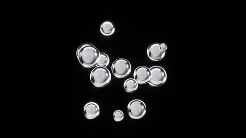 Abstract 3D horizontal chrome metallic silver spheres bubbles blob animation Video stock 306615021