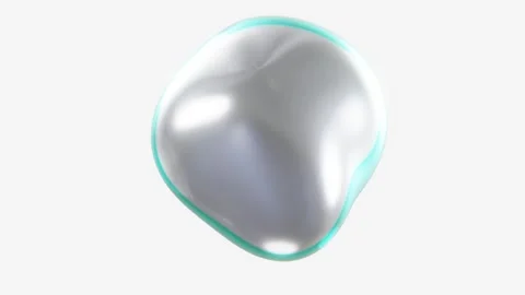 Abstract 3D horizontal chrome metallic silver sphere bubble blob loop animation Video stock 306661477