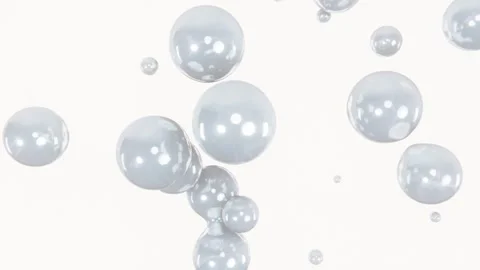 Abstract 3D horizontal flying bubbles liquid metallic reflection sphere connect Stock Footage 302026923