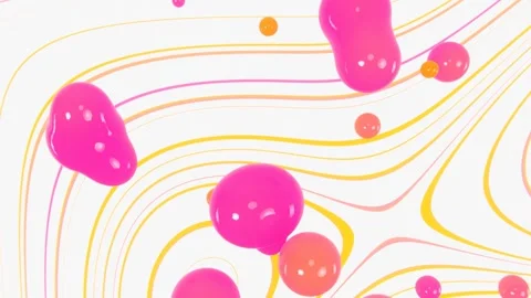 Abstract 3D horizontal flying bubbles sphere Frutiger Aero orange pink summer Stock Footage 306295280