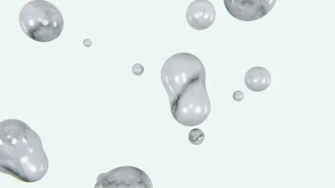 Abstract 3D horizontal flying flowing white green marble bubbles liquid Stock Footage 311538090