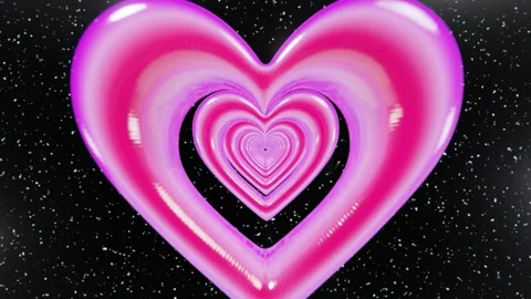 Abstract 3d horizontal futuristic Valentine's Day loop animation love neon heart Video stock 299570467