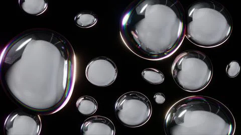 Abstract 3d horizontal poster image spheres bubbles futuristic chrome metallic Illustrazione stock