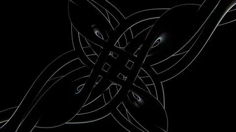 Abstract 3D horizontal render image liquid metallic twist double knot curve Stock Illustration