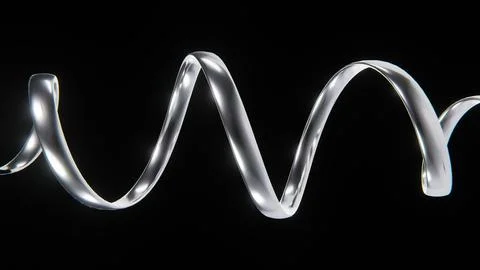 Abstract 3D horizontal render image curve spiral twist trendy metallic chrome Illustrazione stock