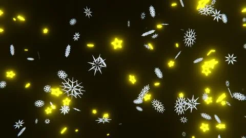 Abstract 3D horizontal sparse falling stars snowflakes Christmas New Year Illustrazione stock