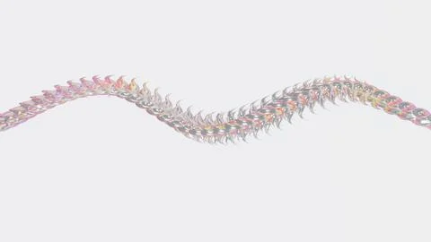 Abstract 3D horizontal trendy pastel iridescent illuminated swirl snake shape Stock Illustration