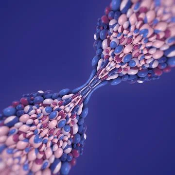 Abstract 3D Hourglass Shape Made of Blue and Pink Spheres Creative Visualizat Stockillustratie