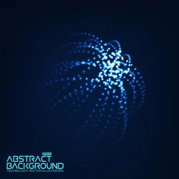 Abstract 3d Illuminated distorted Mesh Sphere . Neon Sign . Futuristic Stock-Illustration