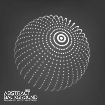 Abstract 3d Illuminated distorted Mesh Sphere . Neon Sign . Futuristic Stock Illustration