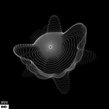 Abstract 3d Illuminated distorted Mesh Sphere . Neon Sign . Futuristic Stock Illustration