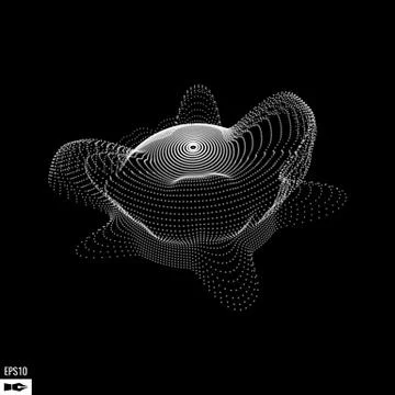 Abstract 3d Illuminated distorted Mesh Sphere . Neon Sign . Futuristic Stock Illustration