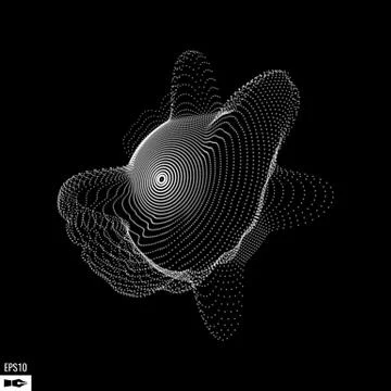 Abstract 3d Illuminated distorted Mesh Sphere . Neon Sign . Futuristic Stock-Illustration