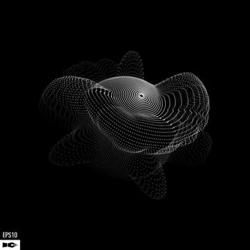 Abstract 3d Illuminated distorted Mesh Sphere . Neon Sign . Futuristic Stock Illustration