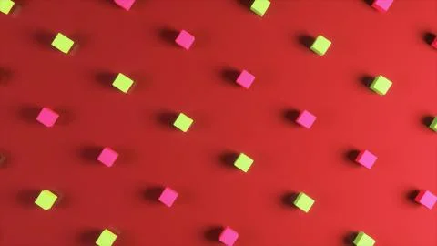 Abstract 3d illustration background made from moving colorful cubes. Stock Illustration