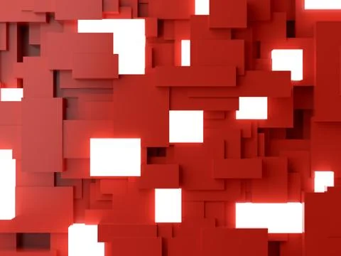 Abstract 3d illustration background made of red geometric elements Stock-Illustration