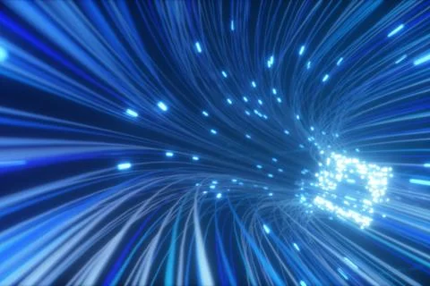 Abstract 3d illustration background of moving of lines for fiber optic networ Stock Illustration