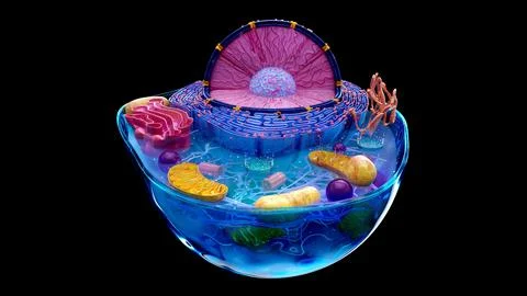 Abstract 3D illustration of the biological cell Stock Illustration