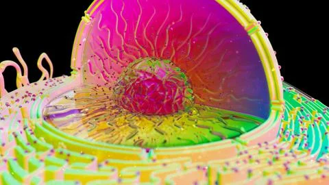 Abstract 3D illustration of the biological cell Stock Illustration