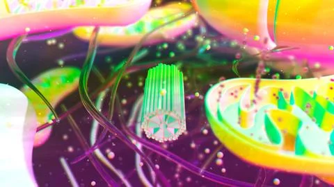 Abstract 3D illustration of the cell and the centriole Stock Illustration