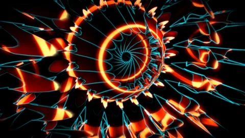Abstract 3d illustration of circular motion glowing light bulbs Stock Footage 260679387