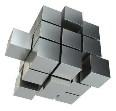 Abstract 3d illustration of cube assembling from blocks Stock Illustration