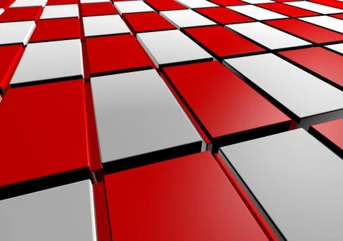 Abstract 3d illustration of cubes with red and white cubes Stock Illustration