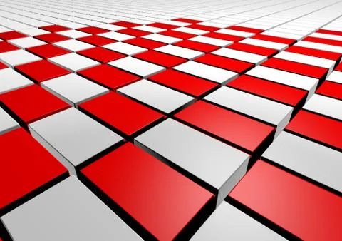 Abstract 3d illustration of cubes with red and white cubes Stock Illustration