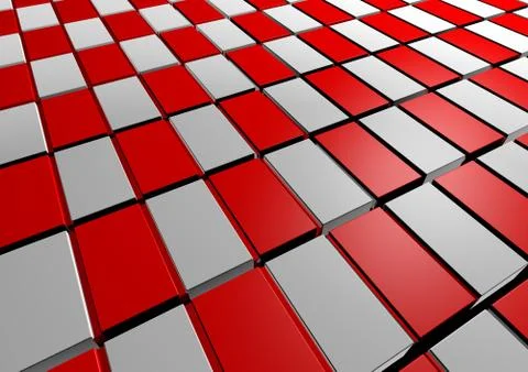 Abstract 3d illustration of cubes with red and white cubes Stock Illustration